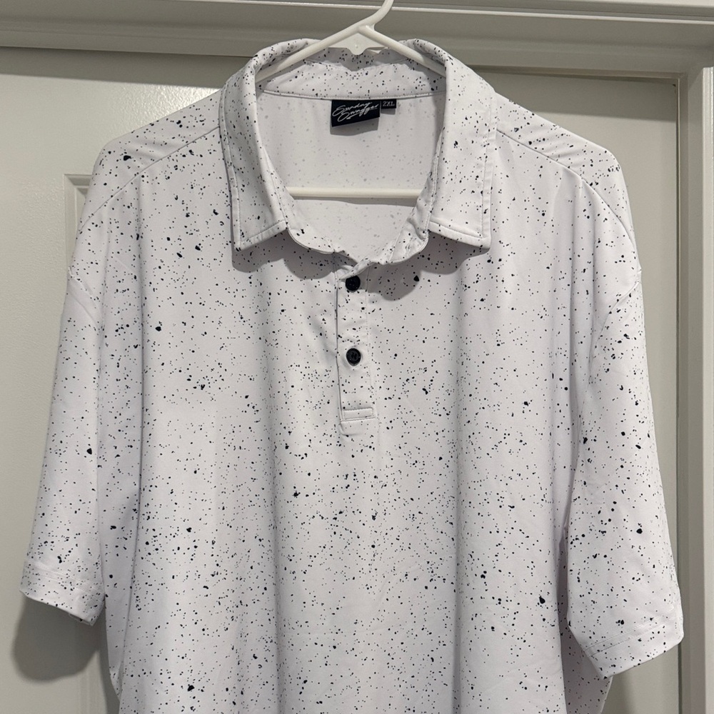 Sunday Swagger White Speckled black Polo 2XL